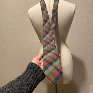 Cacharel Paris‎ Plaid Silk Tie 3” Wide Vintage Designer Necktie